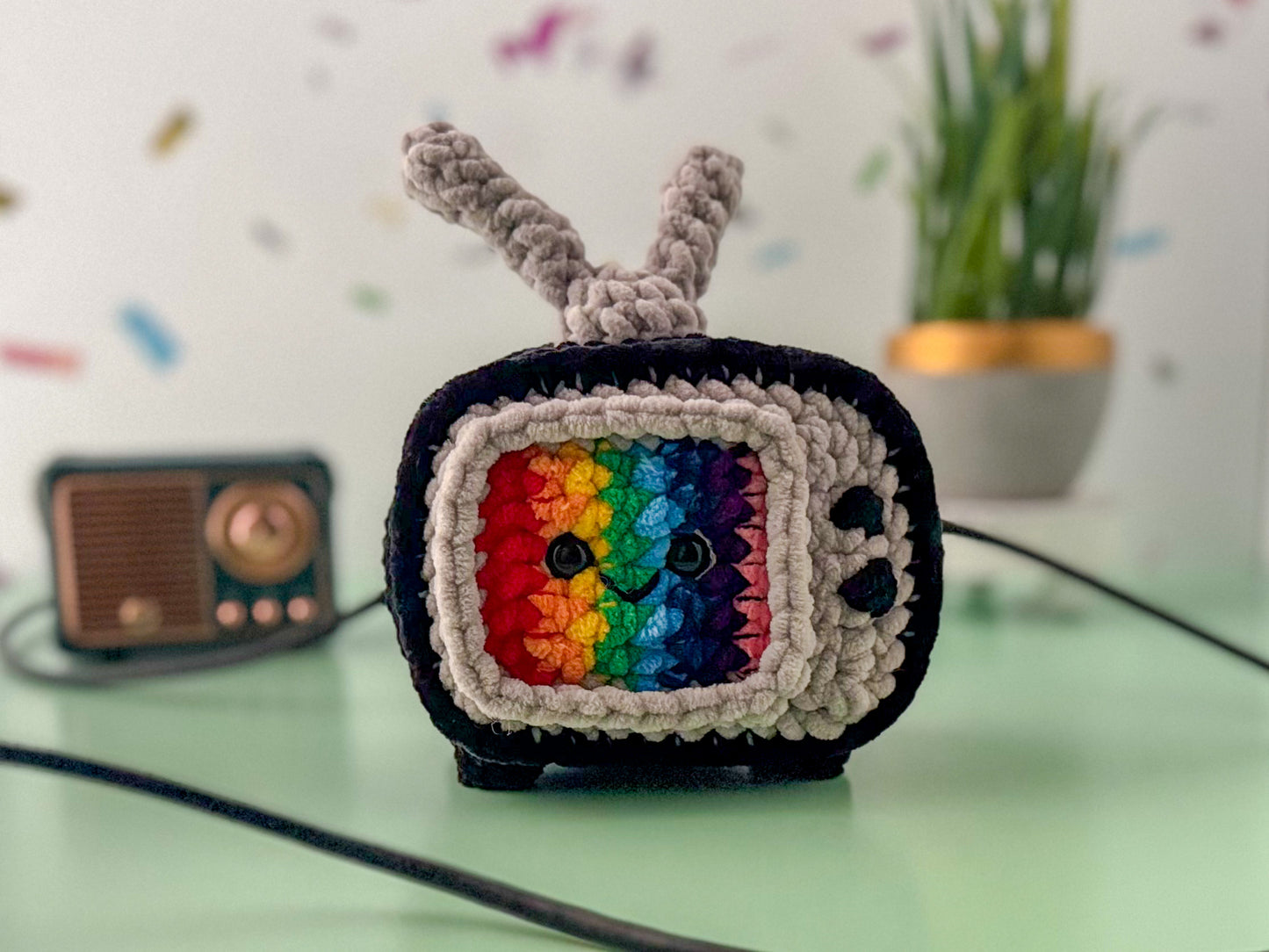 Mini Rainbow Retro TV Crochet Pattern
