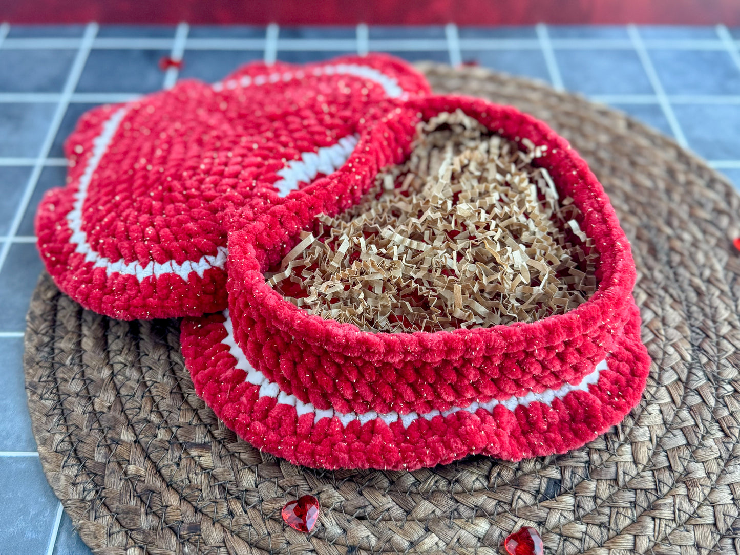 Valentine's Heart Gift Box with Hinged Lid Crochet Pattern