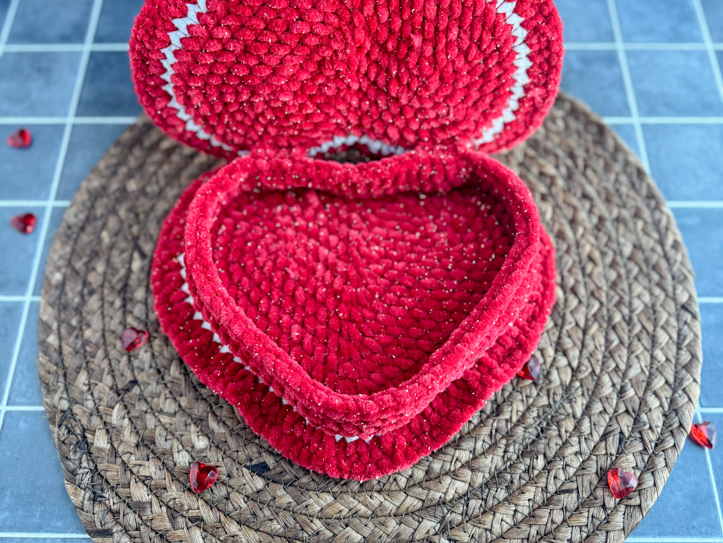 Valentine's Heart Gift Box with Hinged Lid Crochet Pattern