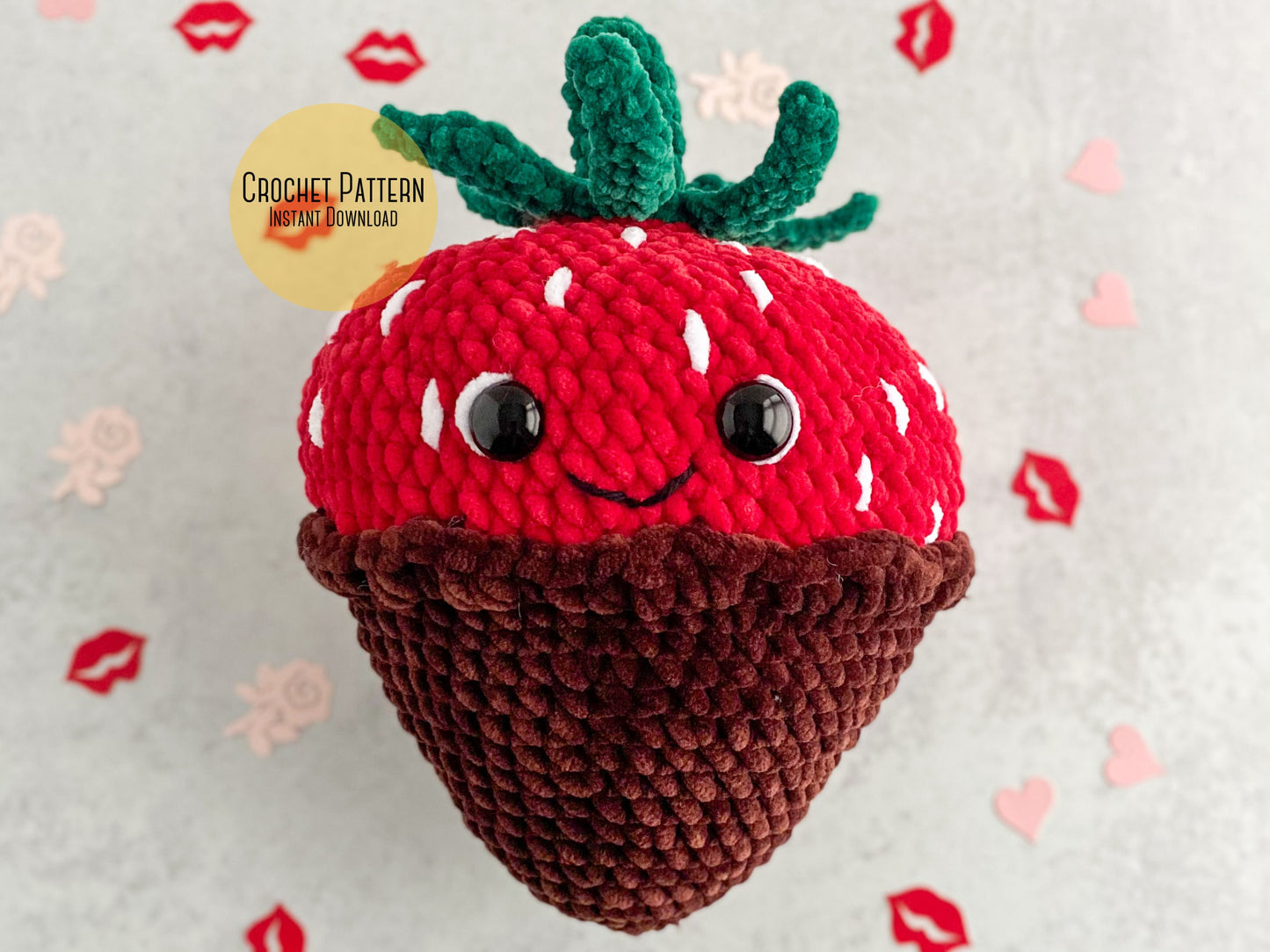 Big Chocolate Covered Strawberry Crochet Pattern