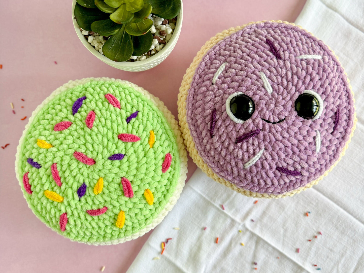 Big Milk and Cookies Crochet Pattern Bundle: Big Milk Carton, Big Frosted Sugar Cookie, Big Chocolate Chip Cookie