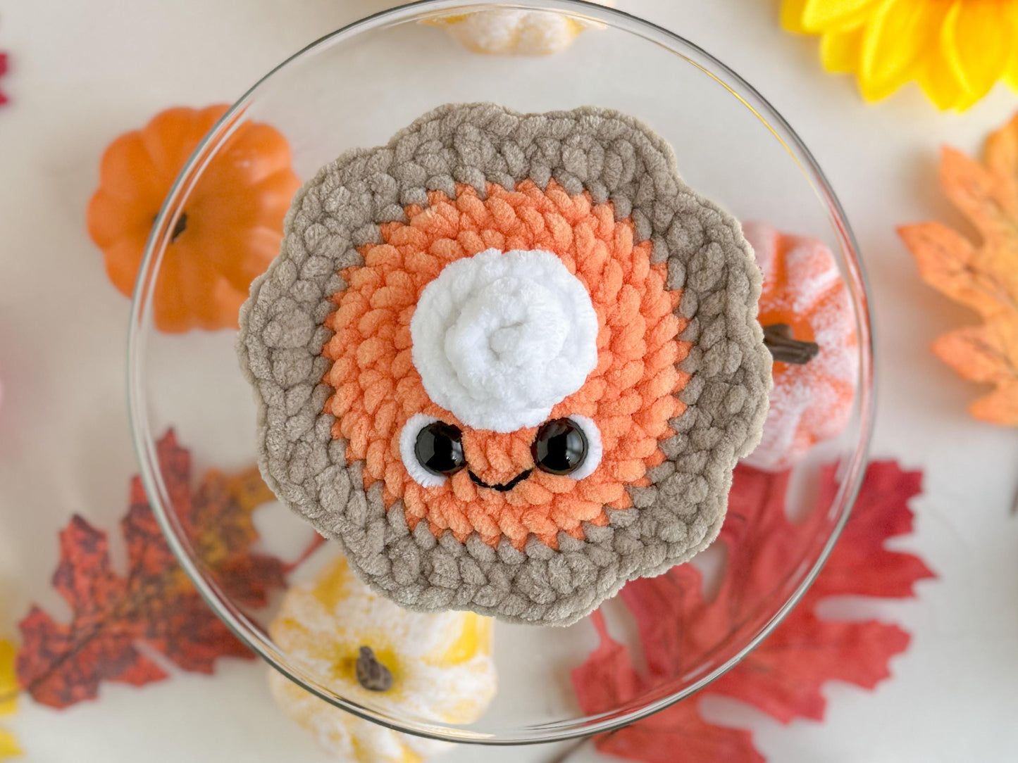 Mini Pumpkin Pie with Whipped Cream Crochet Pattern