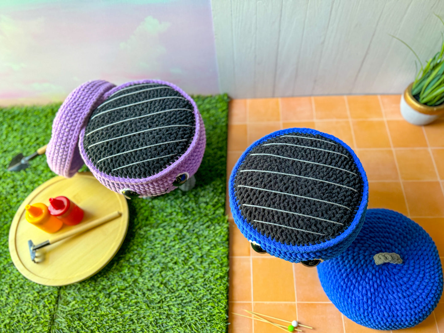 Big BBQ Grill displayed with playful summer props