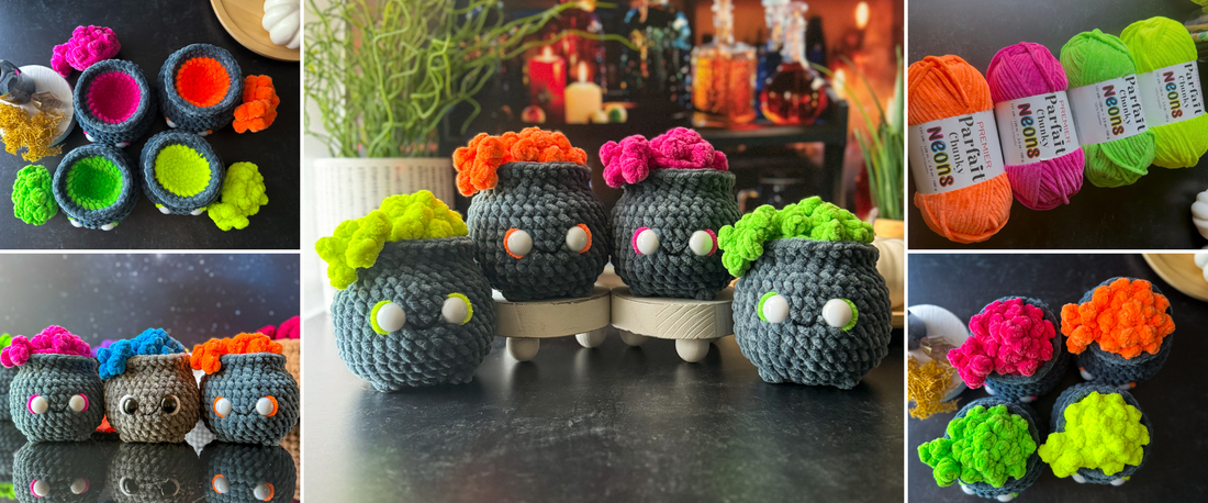 Mini Cauldron Glow-Up: Easy Neon Crochet Mod
