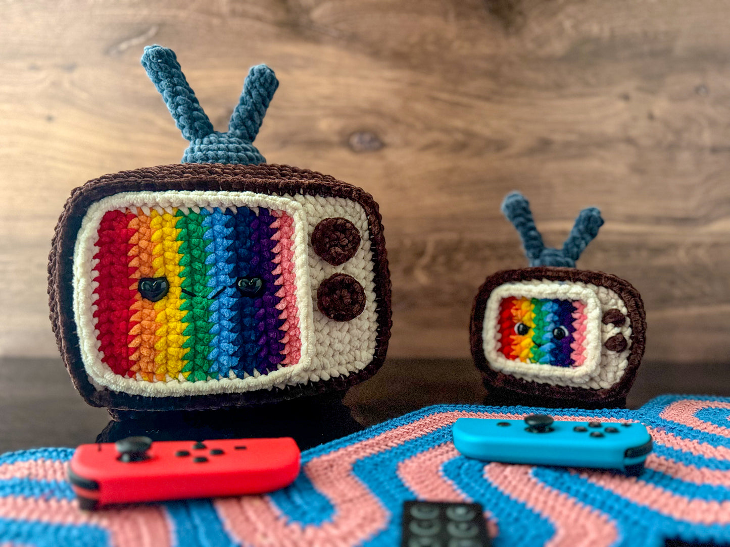 Bundle: Big and Mini Rainbow Retro TV Crochet Patterns