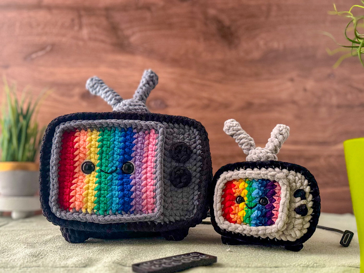 Bundle: Big and Mini Rainbow Retro TV Crochet Patterns