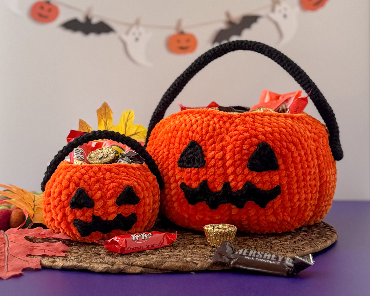 Bundle: Big & Mini Pumpkin Buckets Crochet Patterns