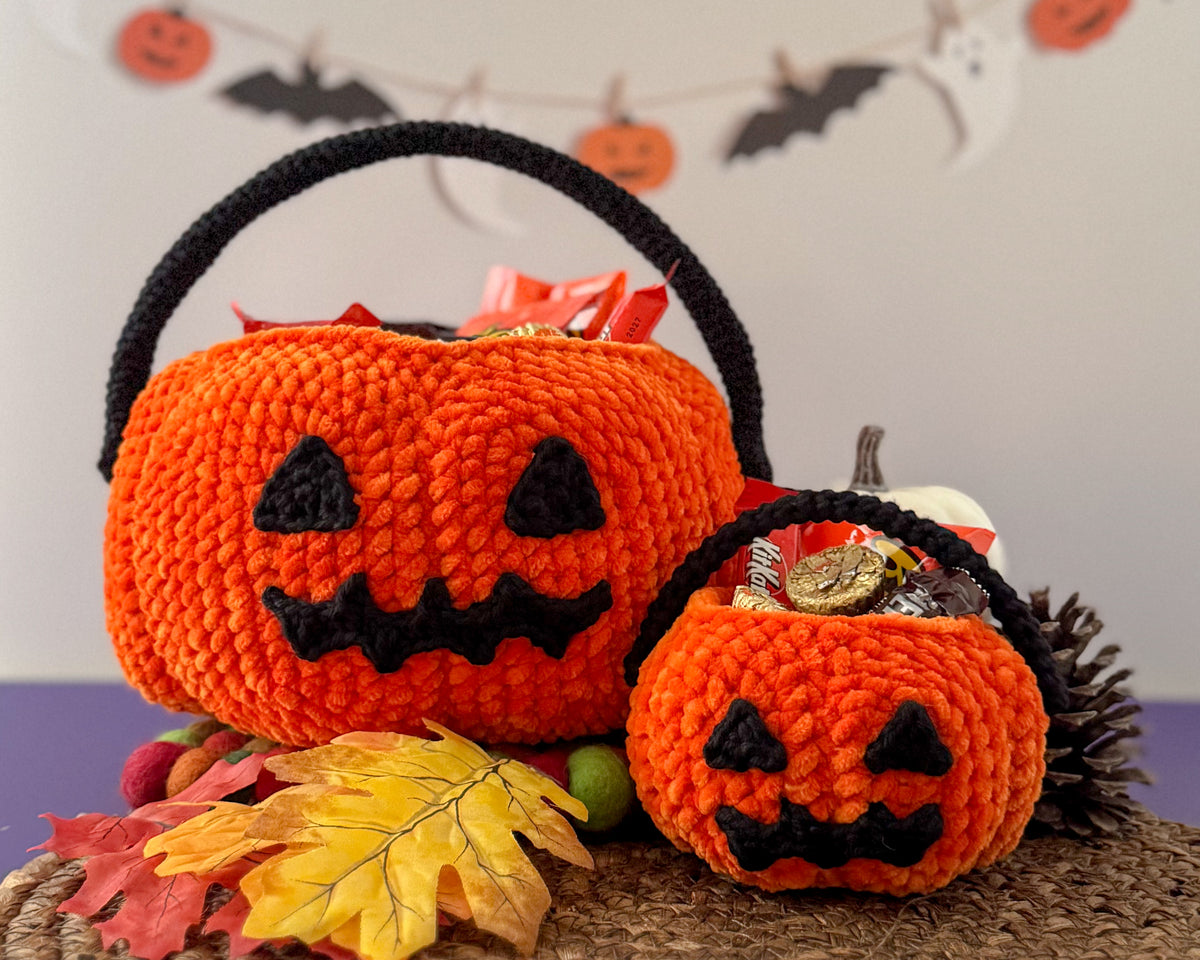 Bundle: Big & Mini Pumpkin Buckets Crochet Patterns