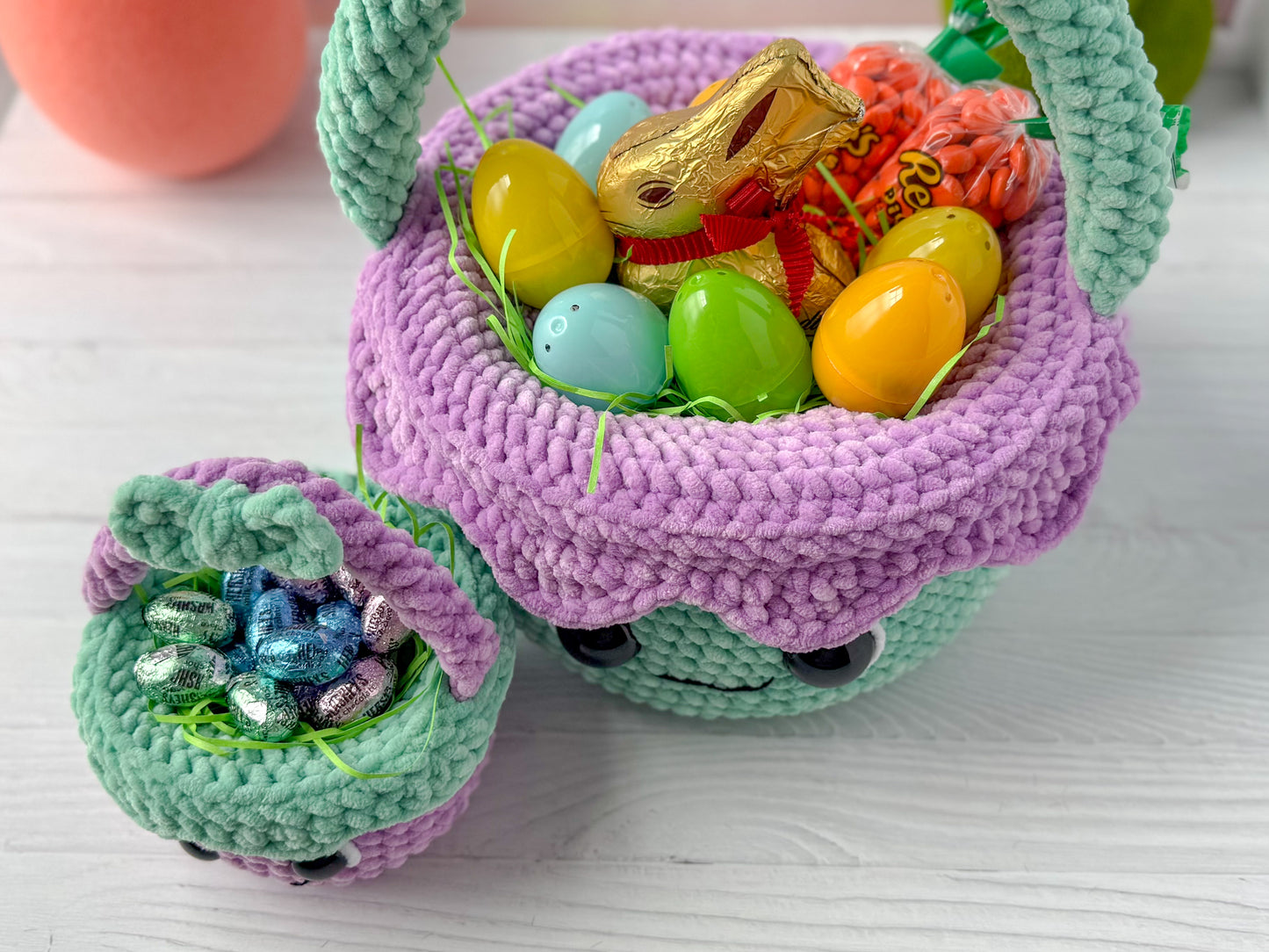 Bundle: Big and Mini Easter Basket Plush Crochet Patterns