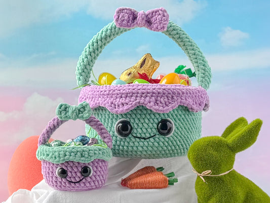 Bundle: Big and Mini Easter Basket Plush Crochet Patterns