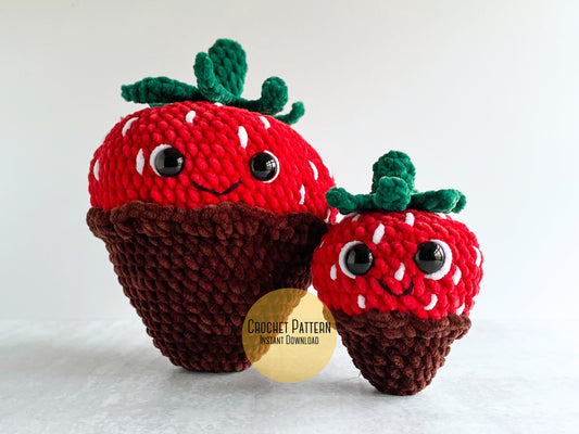 Bundle: Big and Mini Chocolate Covered Strawberry Crochet Patterns