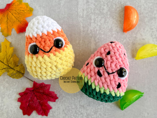 Mini Candy Corn and Watermelon 2 in 1 No Sew Crochet Pattern