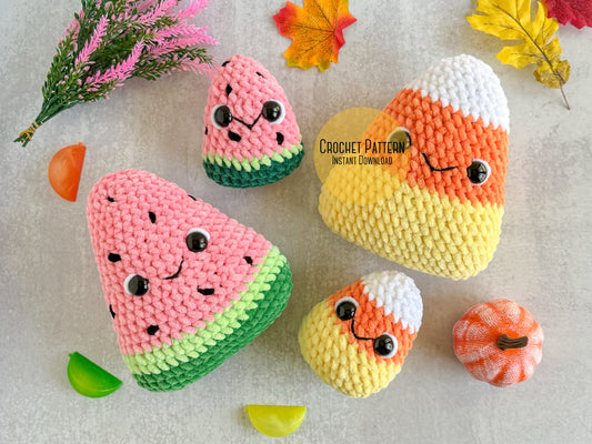 Bundle: Big and Mini Candy Corn and Watermelon Crochet Patterns