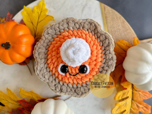 Mini Pumpkin Pie with Whipped Cream Crochet Pattern